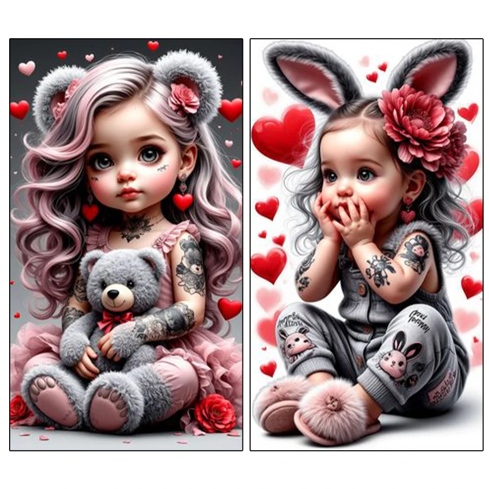 

5DDIY алмазная живопись портрет девушки Алмазная мозаика животное медведь полная квадратная круглая вышивка украшение стены дома