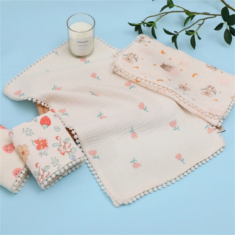 Cotton  Towel Newborn Baby Items Floral Muslin Baby Bibs Handkerchief Soft Saliva Towel Bath Washed Burp Cloths