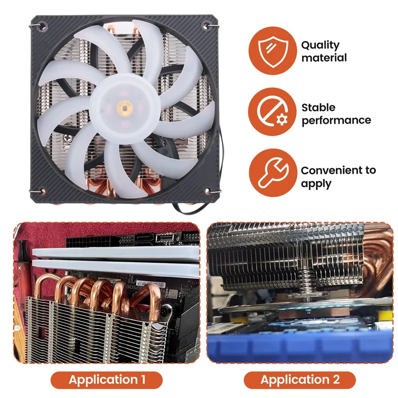 ZS10C-50 Thin CPU Cooler 50mm 10 Heat Pipes ITX Down Pressure Radiator 200W for LGA 115X 1700 with Fan-DTB1
