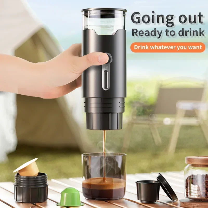 3-In-1 Wireless Electric Portable Espresso Coffee Machine For Car & Home Camping Coffee Maker Capsule Powder Travel Coffee Maker