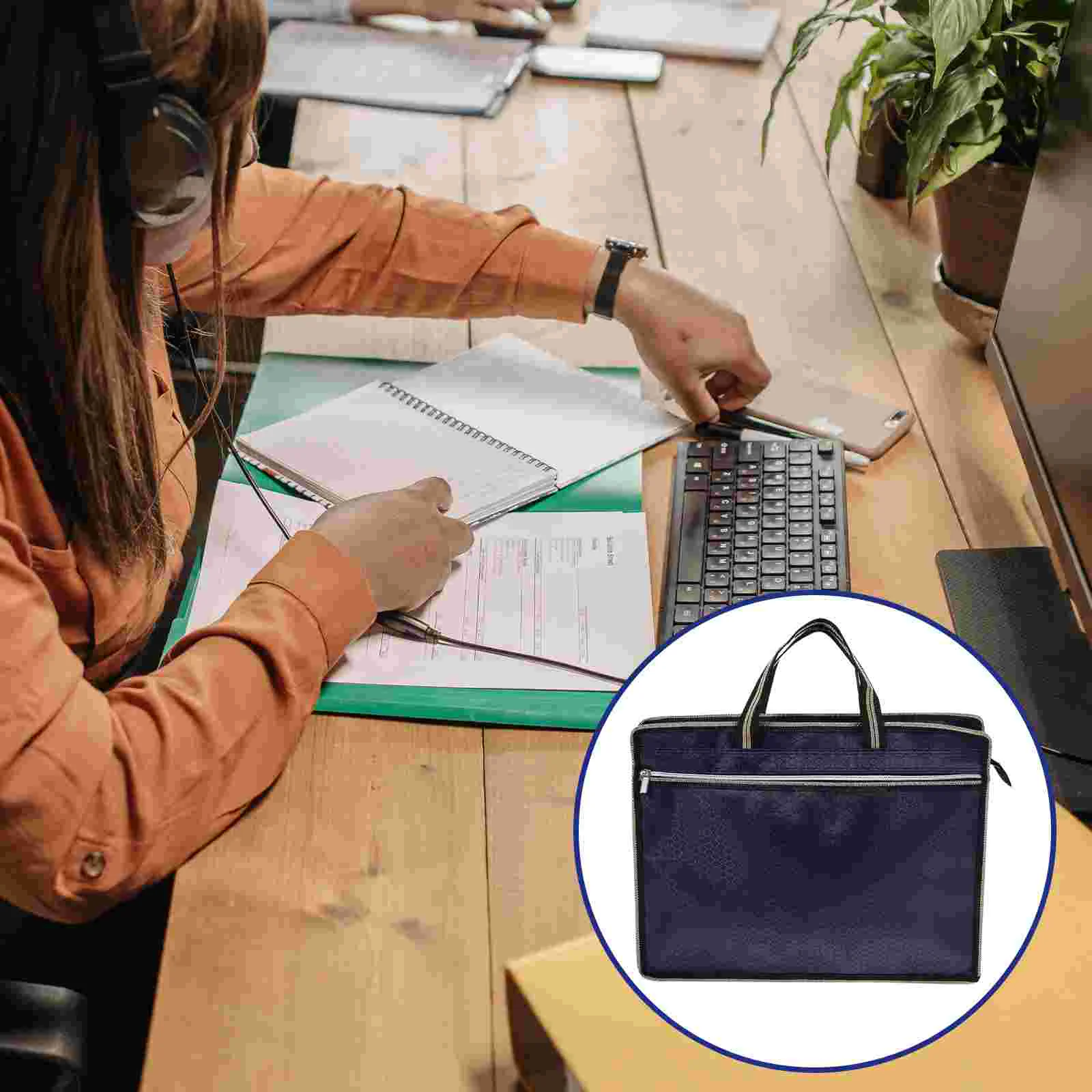 File Package Handheld Zipper Designed Folder Tote Pouch Bag Documents Bags Storage with for Holder Office