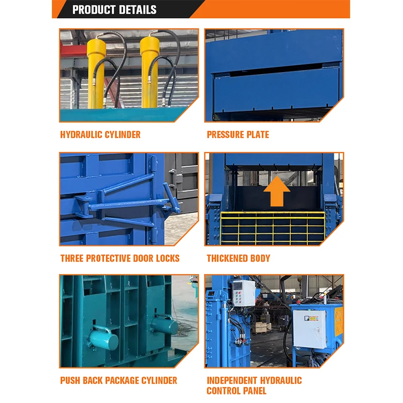 油圧梱包機 衣類廃棄物圧縮機 農場飲料産業 プラスチックフィルム包装 垂直梱包機