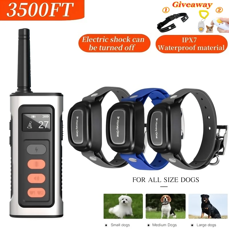 

YHLC 1000m Waterproof Electric Dog Training Collar Detachable Bark Rechargeable Anti Barking Shock Vibration Collar for All Dogs