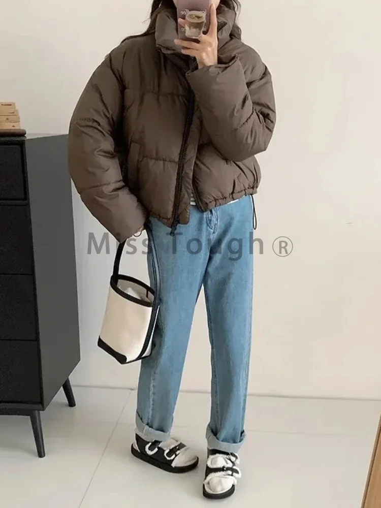 2024 novas mulheres sólido solto puffer jaqueta inverno coreano chique oversized engrossado quente parkas feminino casual streetwear casaco diário