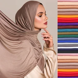 Jersey Hijab sciarpa donna inverno caldo pianura solido elasticità scialli e impacchi di cotone fascia di grandi dimensioni sciarpe Hijab musulmane