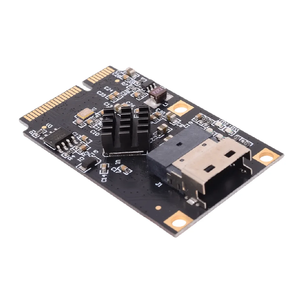 Mini PCIe إلى 4-port 6Gbps SATA SFF-8654 محول بطاقة الناهض توسيع مباشرة من خلال بطاقة غير صفيف لواجهة شبكة WIFI