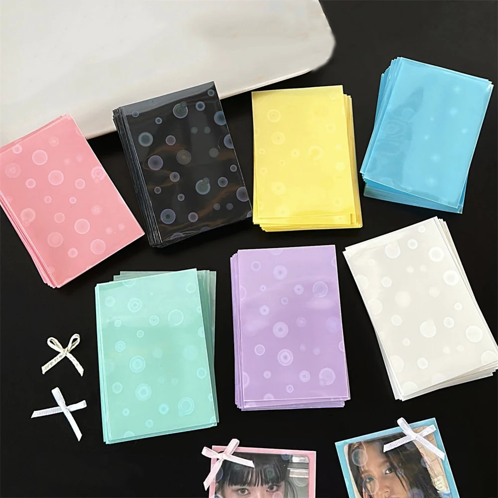 

50PCS Laser Dot Decor Photocard Sleeves Holographic Photocard Holder Protective Cover Transparent Card Packaging Supplies