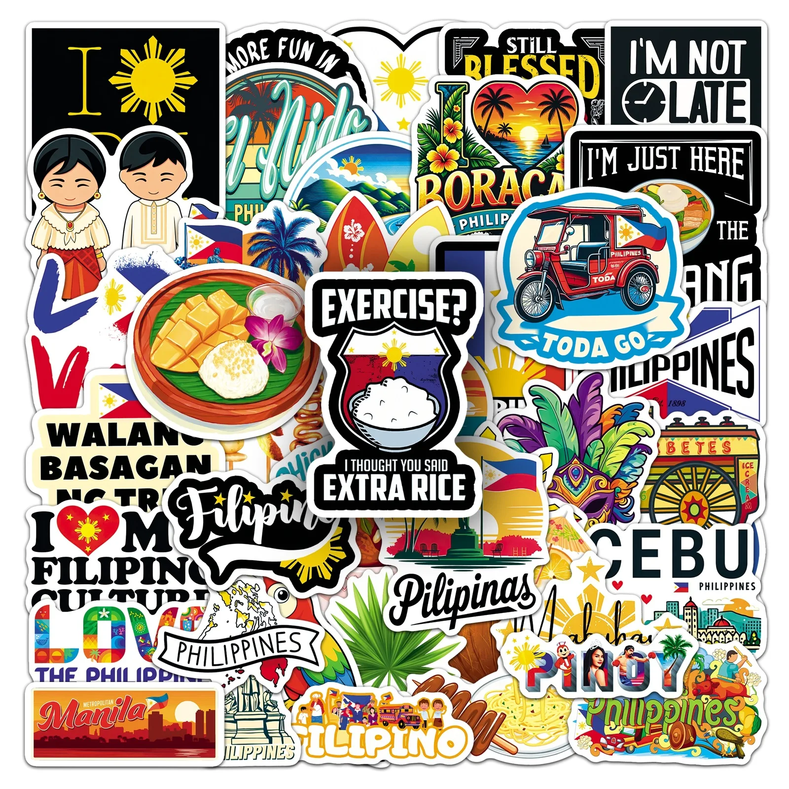 50Pcs Philippines Stickers National Graffiti Outdoor Travel Scenery Landmarks Suitcase Journal Fridge Stickers