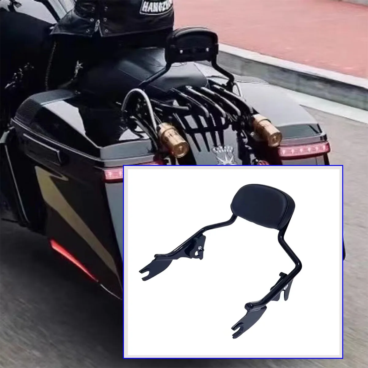 

Motorcycle for Harley Road King Road Glide 2009-2024 One-piece Detachables Passenger Backrest Sissy Bar Pad