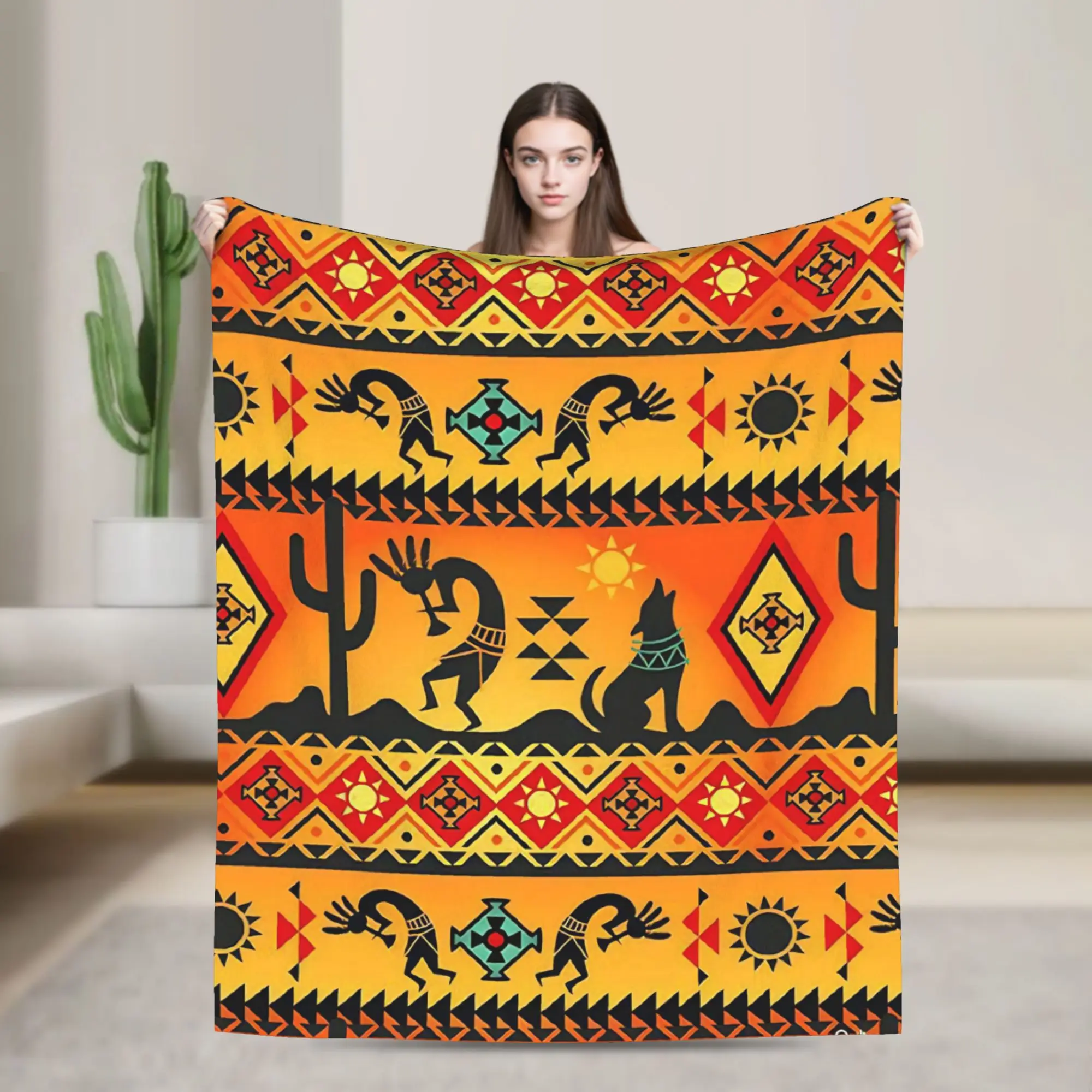 ART African Ethnic-Style Printed Blanket For Men Women Warm Cozy Fluffy  Throw Blankets for Living Room 50x60 Inches Multi-size
