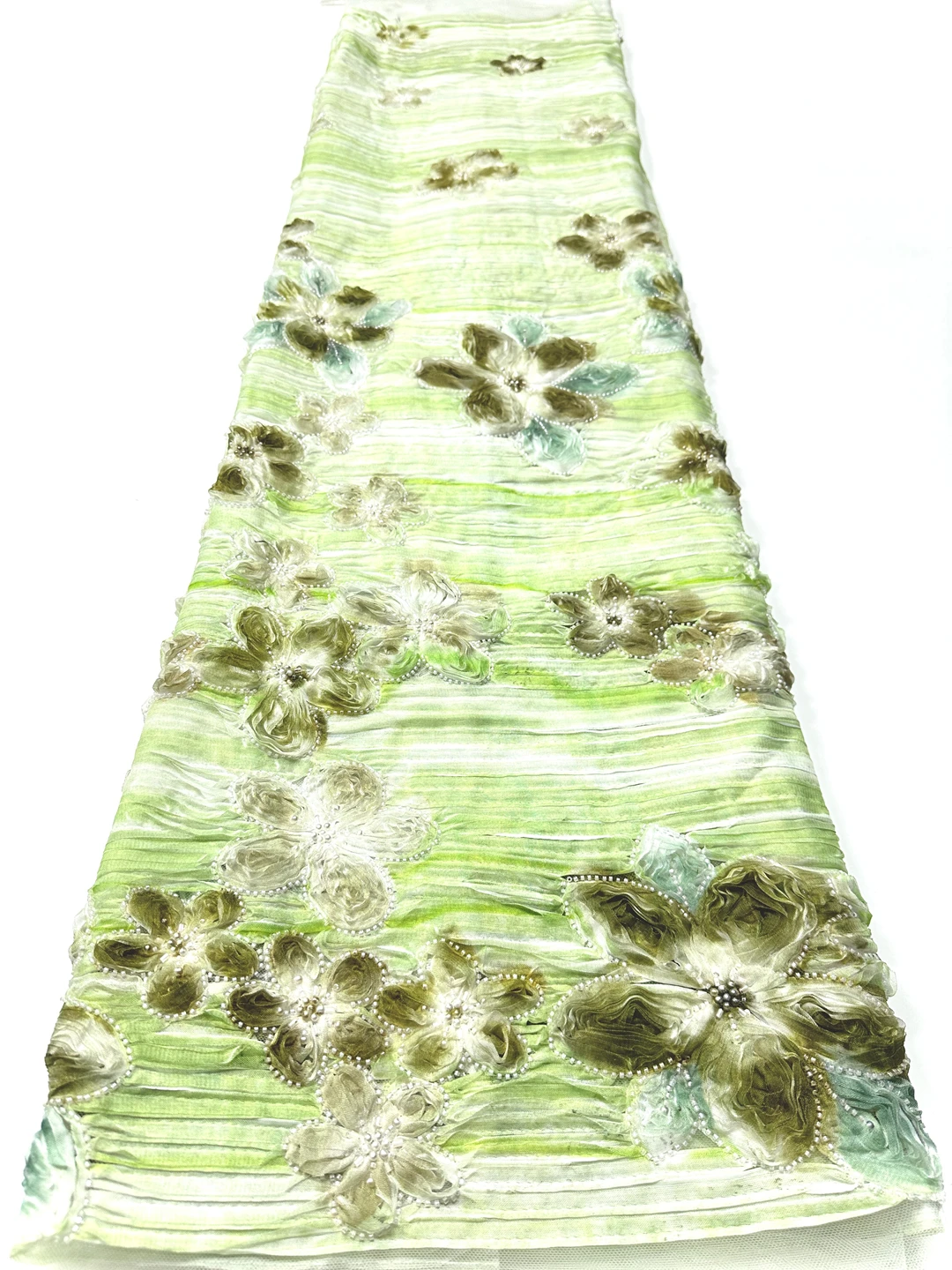 

Latest 2026 French 3D Flower Sheer Beaded Fabric African Nigerian Sequin Lace Fabric Women's Wedding Dress Material 5 Yards