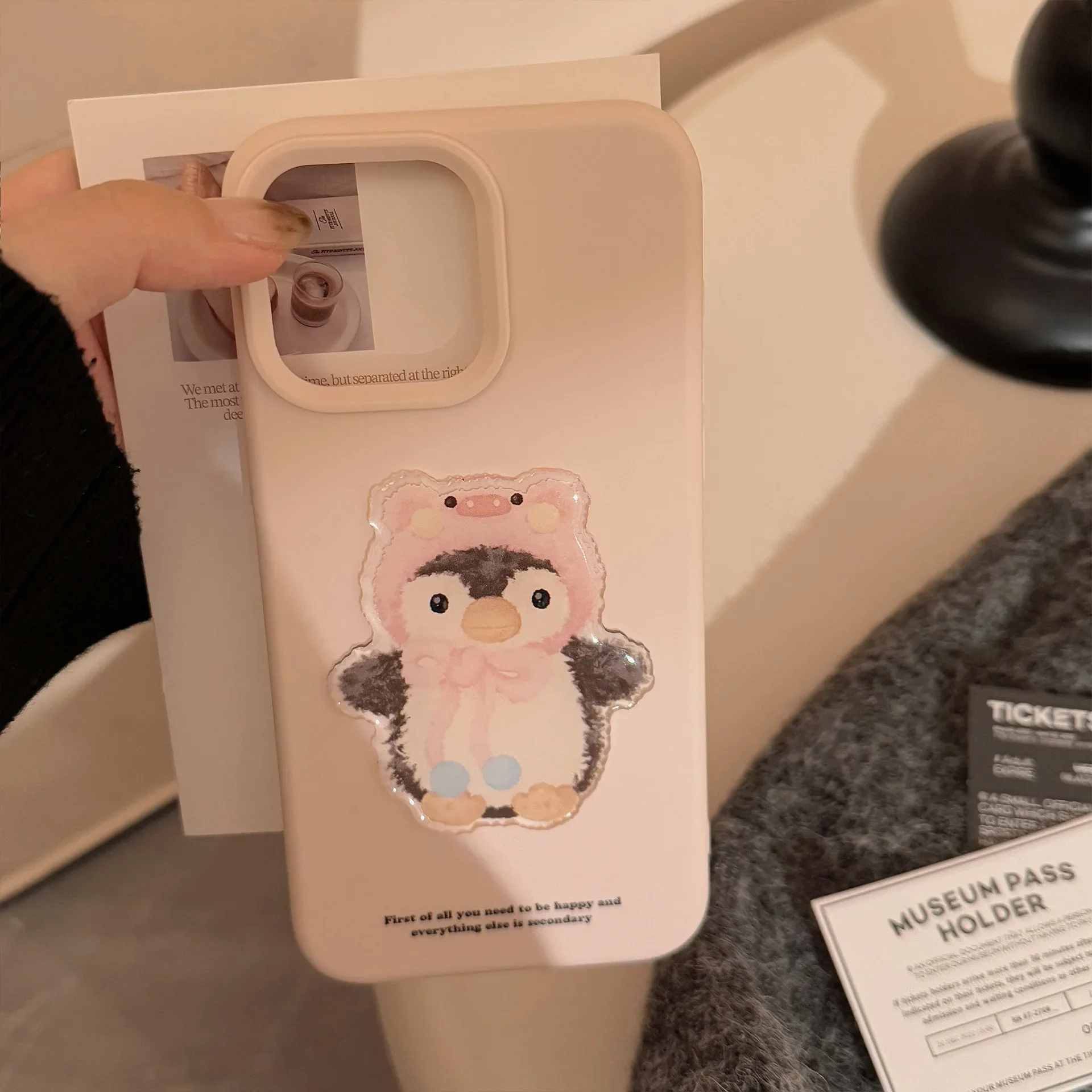 الكورية الكرتون لطيف ثلاثية الأبعاد البطريق زوجين قضية الهاتف آيفون 12 13 14 15 16 برو ماكس لون الحلوى لينة للصدمات الغطاء الواقي #5