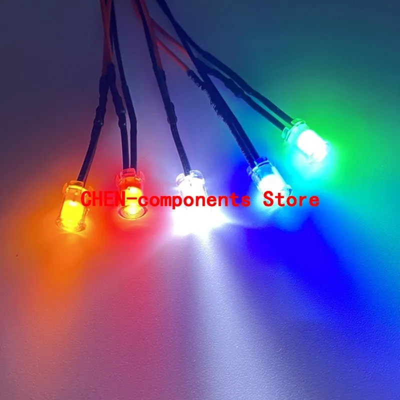 10PCS 5MM diodo luminescente a LED Super luminoso F5 con coperchio lampada trasparente 3V 5V 6V 9V 12V 15V 18V 22V 24V 28V 36V 48V 60V