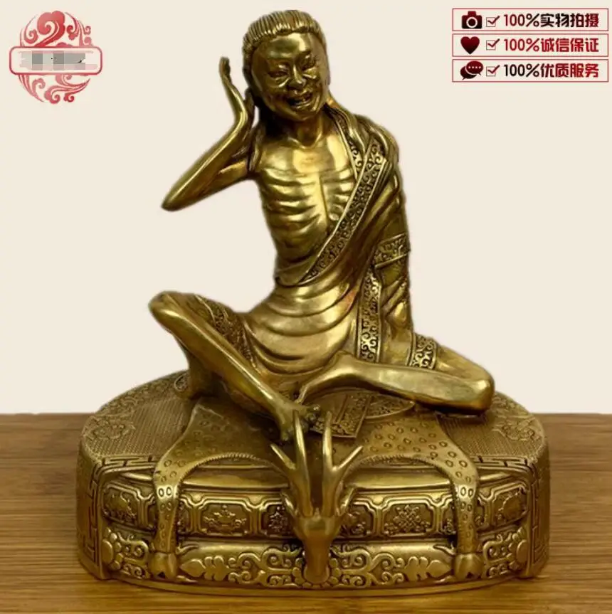 21cm Tantric Tibetan ornament pure copper Milarepa Buddha statue, ascetic monk Milarepa Venerable Master