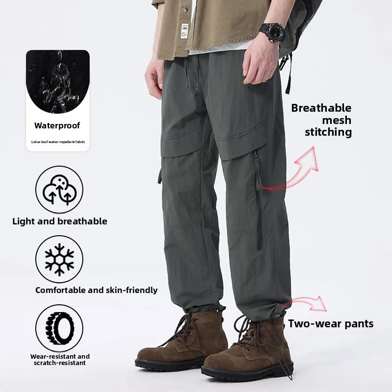 Sommer Angeln Cargo Hosen männer Trendy Retro Wasserdicht Schnell trocknend Dünne Hosen Mann Beiläufige Laufende Sport Jagd Arbeit Hosen