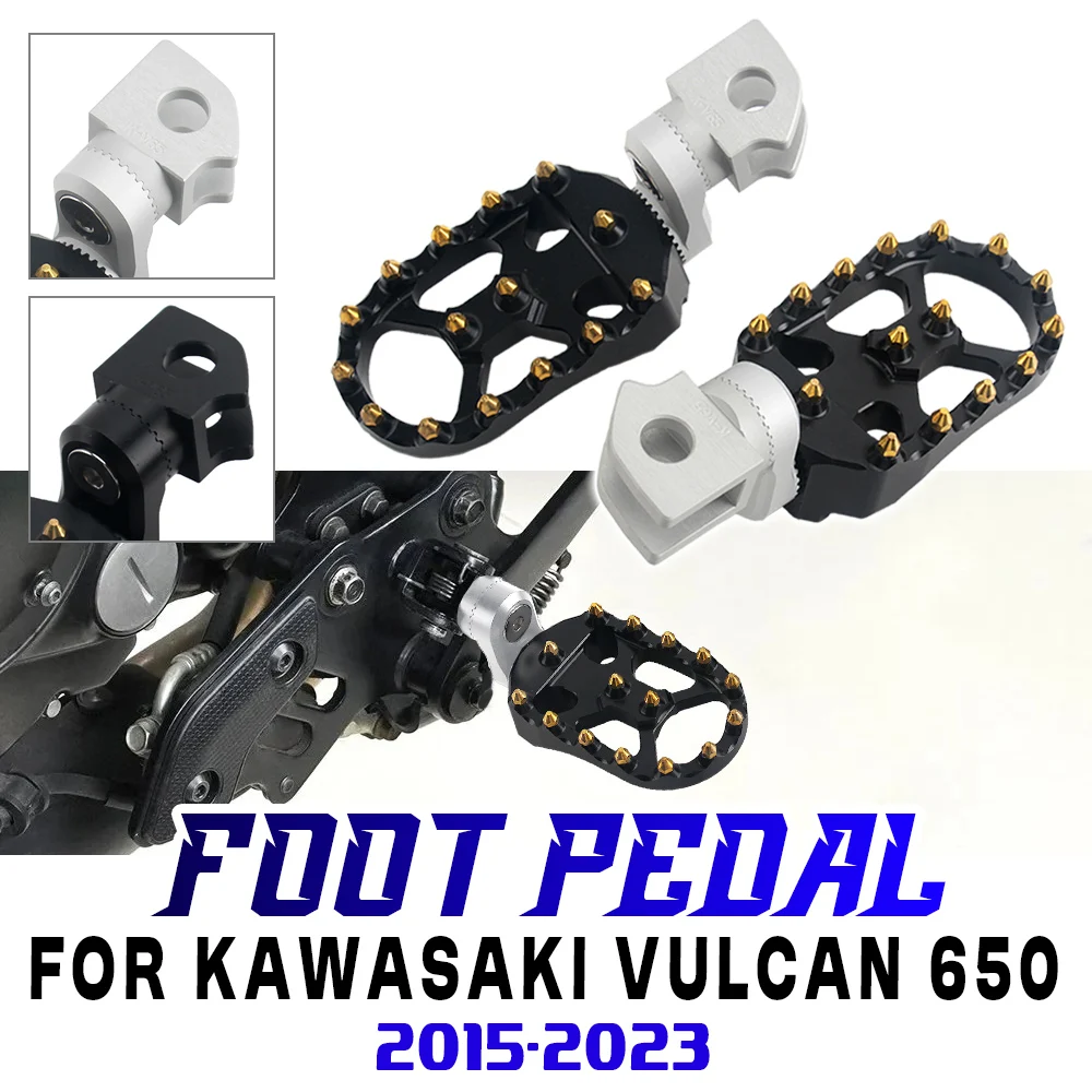 

Регулируемые удлиненные опускающиеся подножки с ЧПУ 360° ° Вращающаяся подставка для ног, передняя подножка для мотоцикла Kawasaki Vulcan 650 2015-2023 гг.