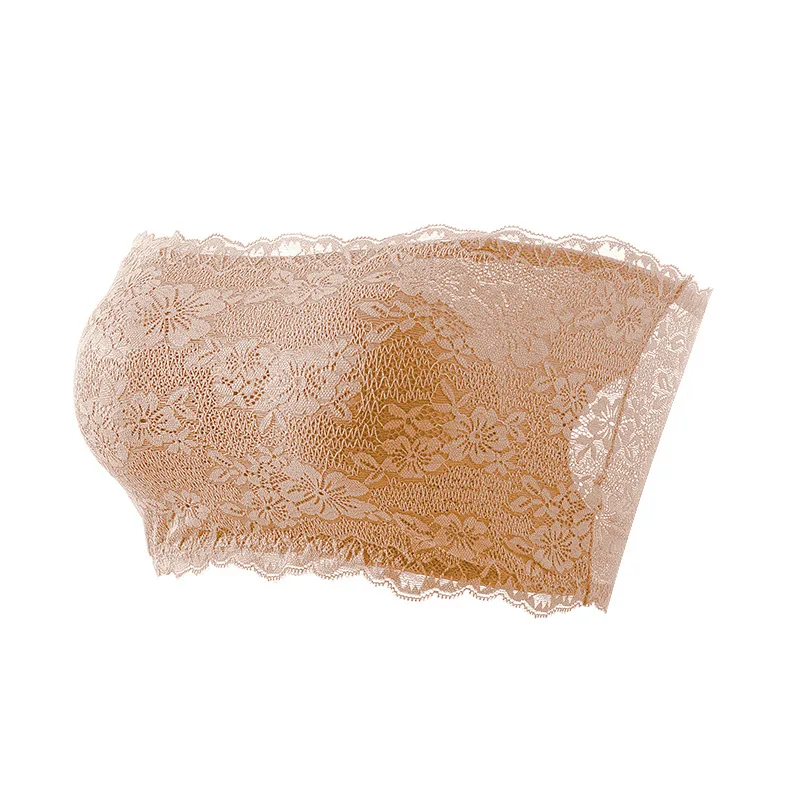 Sujetador de talla grande para mujer, sujetador sin tirantes, correas extraíbles, encaje, cómodo, transpirable, suave, ropa interior sin aros