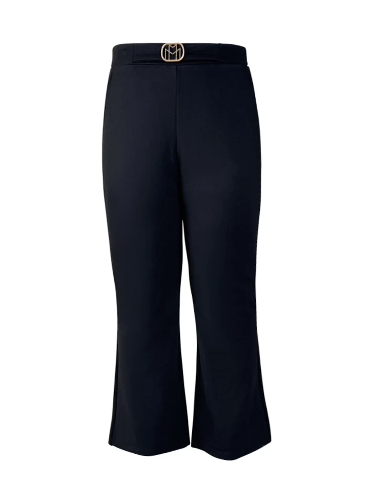 

Plus Size Spring High Waist Draped Micro Flared Pants Women's Bla plus Size Casual Long Pants Fat MM Meat Conceal Slimming Su...