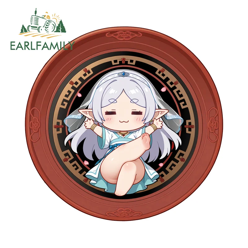 EARLFAMILY Chibi Frieren Nun Car Stickers Kawaii Anime Loli Air Conditioner Decals Q-version Laptop Scratch-Proof Car Styling