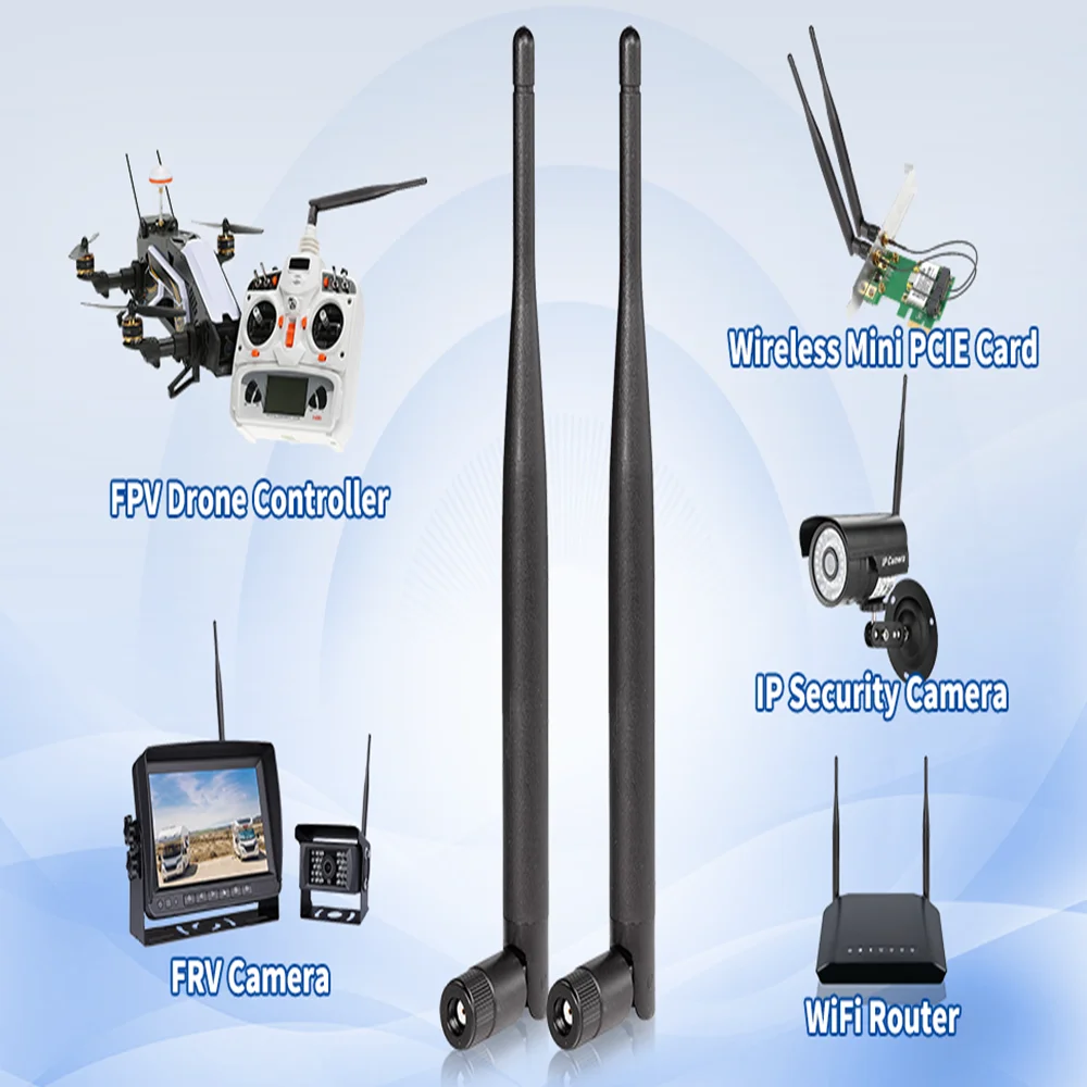 Superbat 2pcs M.2 2.4GHz 5GHz 5.8GHz 3dBi MIMO WiFi Antenna RP-SMA Male + Ipex4 to RP-SMA Cable for Wireless Network Card