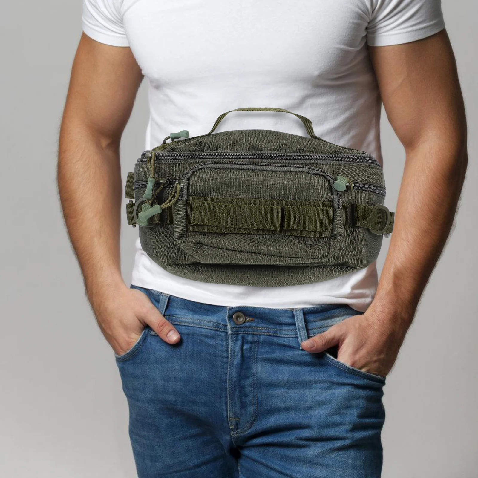 

Mens Waterproof Fishing Waist Bag Lightweight Multifunctional Sports Waist Pack Travel Hiking Cycling Adjustable Belt Water