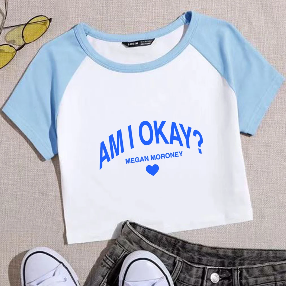 

Megan Moroney Am I Okay 2024 Super-short T-Shirt O-Neck Music Fans Gift Crop Tops Fashion Girls Short Sleeves Printing