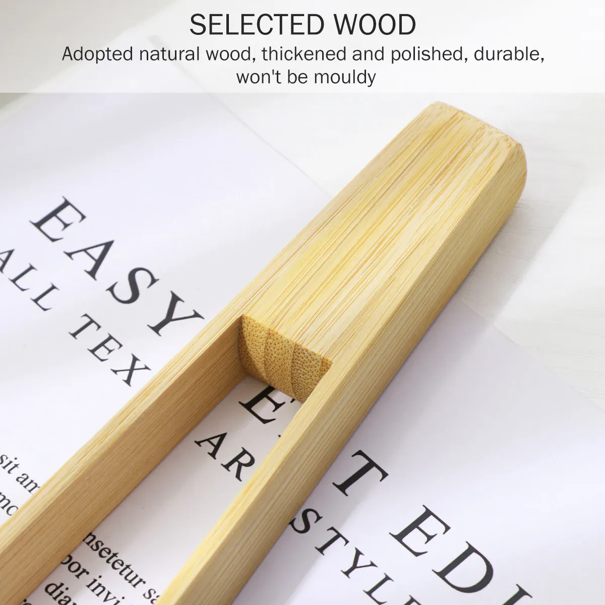 Premium Bamboo Kitchen Tongs Ergonomic Grip Heat Resistant Toaster Tongs for Toast Bagel Muffins Grilling Meat Baking Cooking view 5