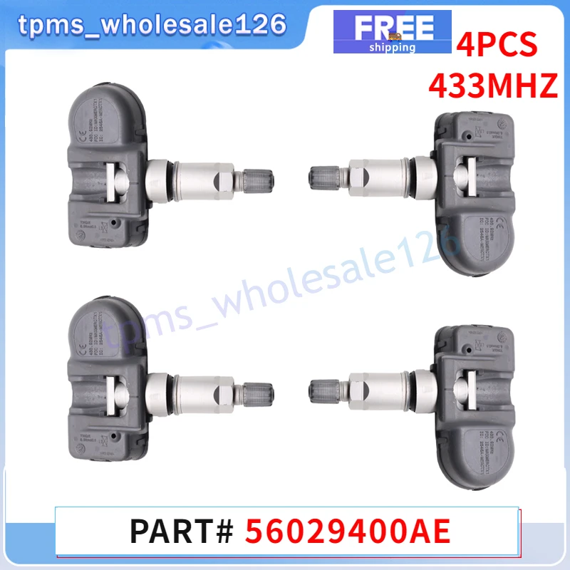 

56029400AE 56029400AD TPMS Tire Pressure Monitoring System Sensor 4PCS For 2012-2021 Chrysler 300C 2011-2016 Lancia Thema 433MHZ