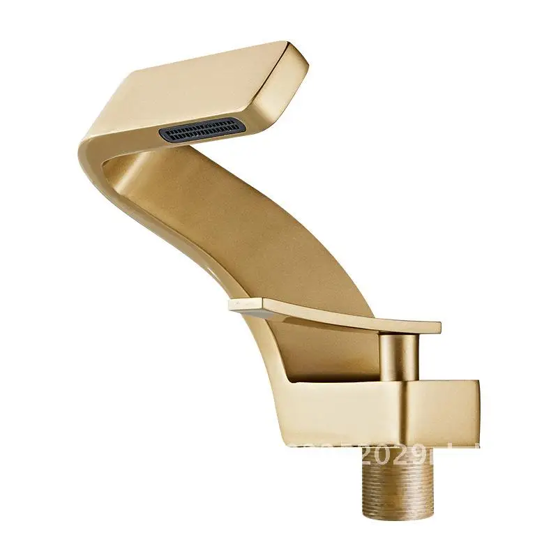 

Brass Basin Faucet Light Luxury Golden Creative Waterfall Household Single Hole Wash Basin Wash Table