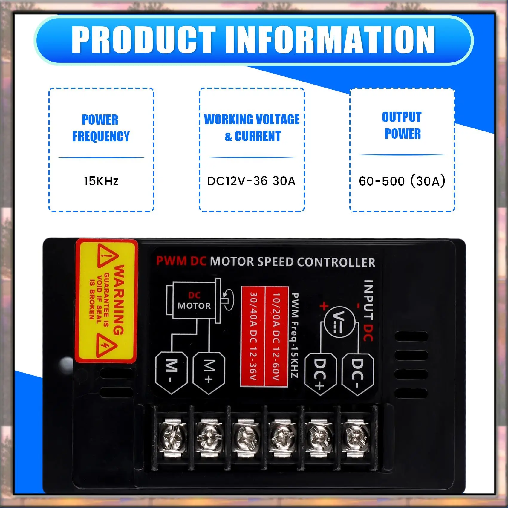 BAAZ HOT Brushed DC 모터 속도 컨트롤러 레귤레이터 PWM DC 12V 24V 36V 775 795 기어 모터 전기 부품