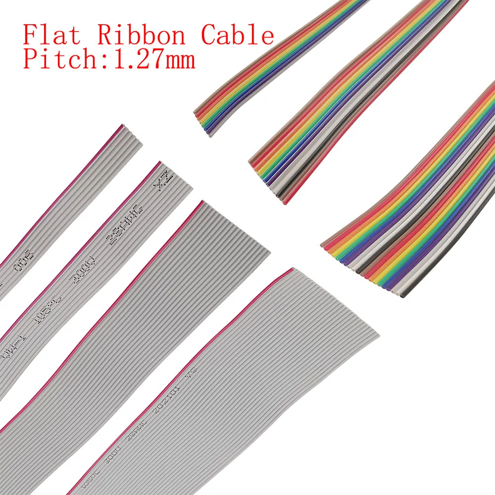 2Meter 6P 8P 10P 12P 14P 16P 18P 20P 24P 26P 30P 40P 50P 60 Pin 1.27mm PITCH Flat Ribbon Cable Wire for FC IDC Connector