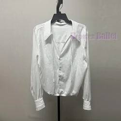 Customized Men's Ballet Shirt White Prince Jacket Tunic,Man Elegant Ballet Top For Stage Costume Retail Wholesale