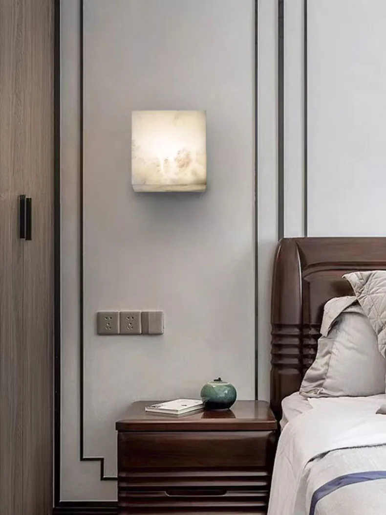High-End Cube Natural Marble LED Wall Light