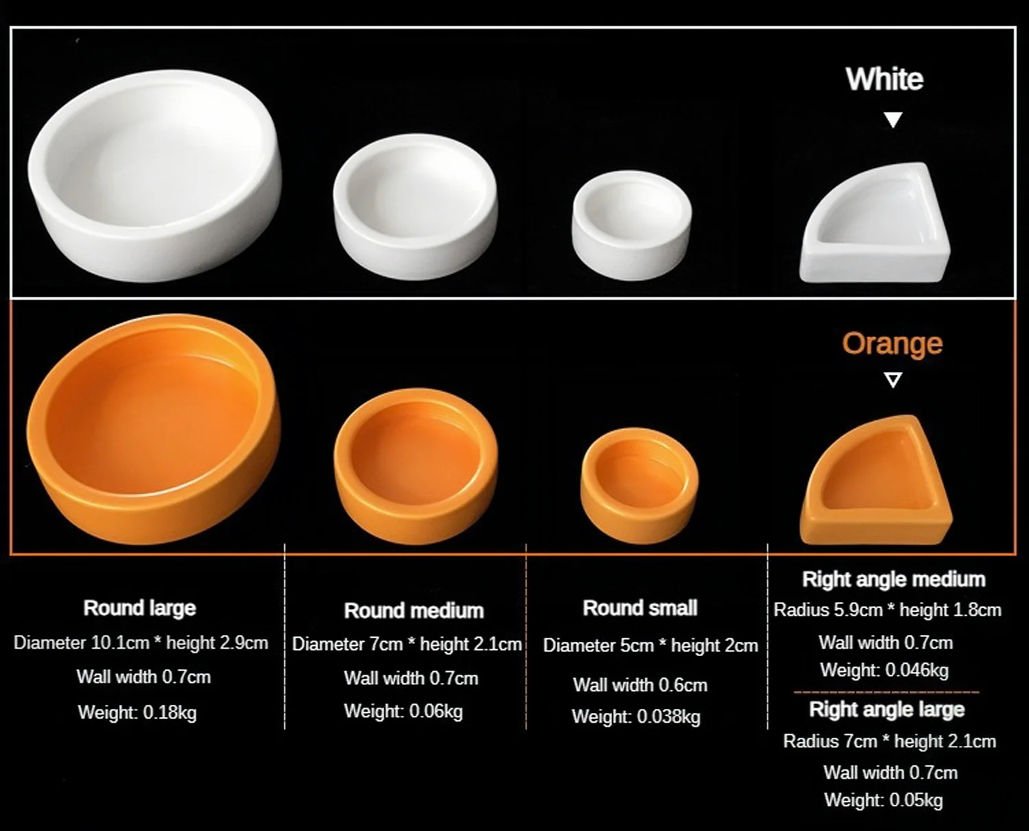Reptile Water Food Bowl Worm Dish Ceramic Pet Bowls Anti-Escape Mini Reptile Mealworms Bowl for Lizard Bearded Dragon