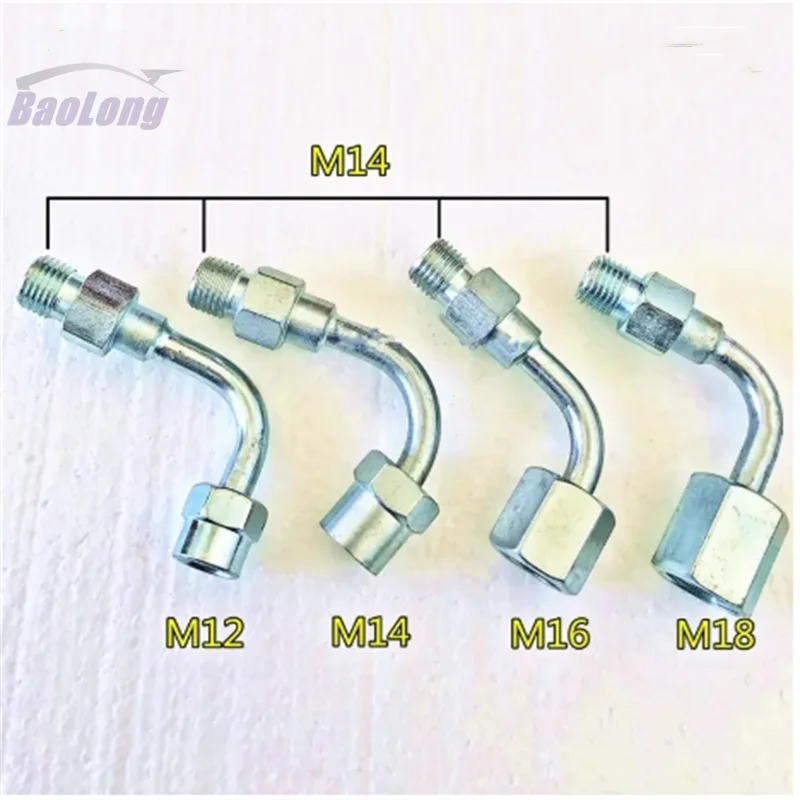 M14-12/14/16/18 Diesel Tube Conversion Joint Common Rail Injector Connect To Fuel Tube, Bent Oil Hose Pipe Adapter