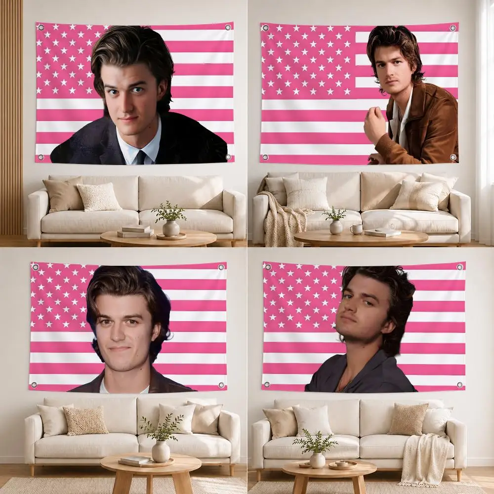 Schauspieler Joe Keery Flaggen für Haus, Hof, Garten, Wandbehang, Innen- und Außenbereich, Banner-Dekoration für Terrasse, Hintergrundkunst