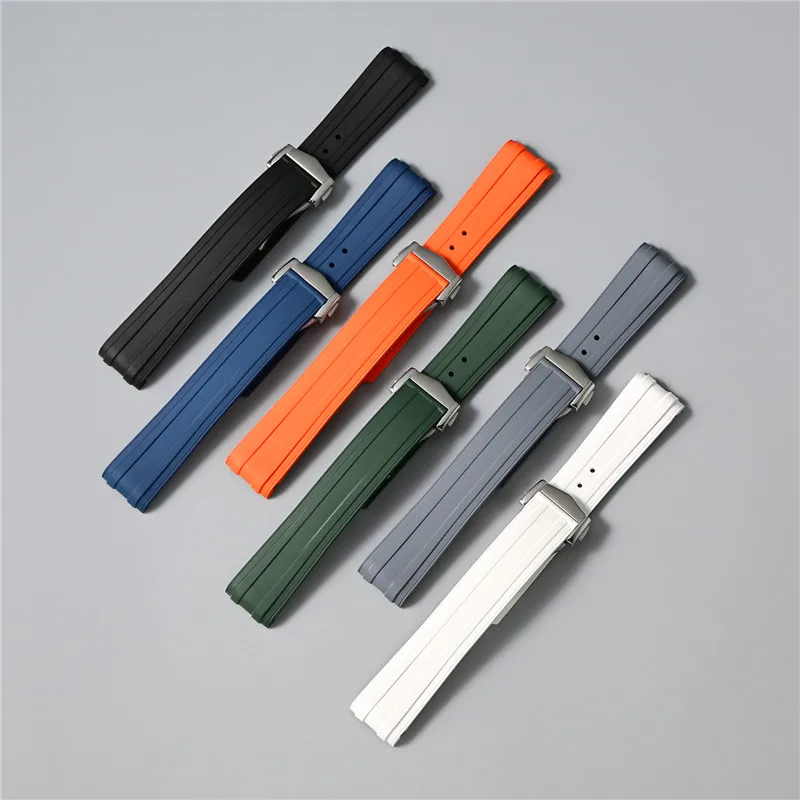 20mm Fluoro Rubber Watch Strap for Omega Seamaster 300 Curved End Sport Waterproof Diving FKM Men Replace Watch Band Bracelet