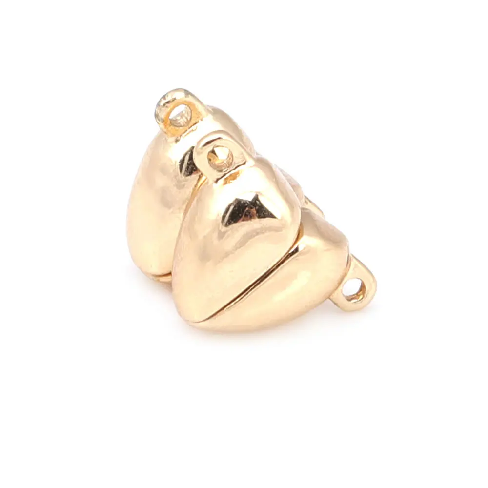 18K Gold Color Brass Round Cylinder Heart Magnetic Necklace Bracelets Connect Clasps Diy Jewelry Making Findings Accessories