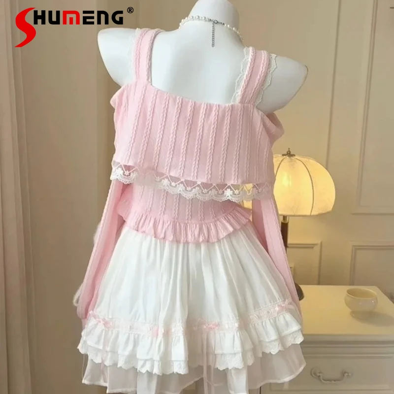 

Fren Style Y2k, милый милый топ с открытыми плечами и длинными рукавами, пуловеры, ранняя осень 2023, новый милый вязаный свитер для женщин