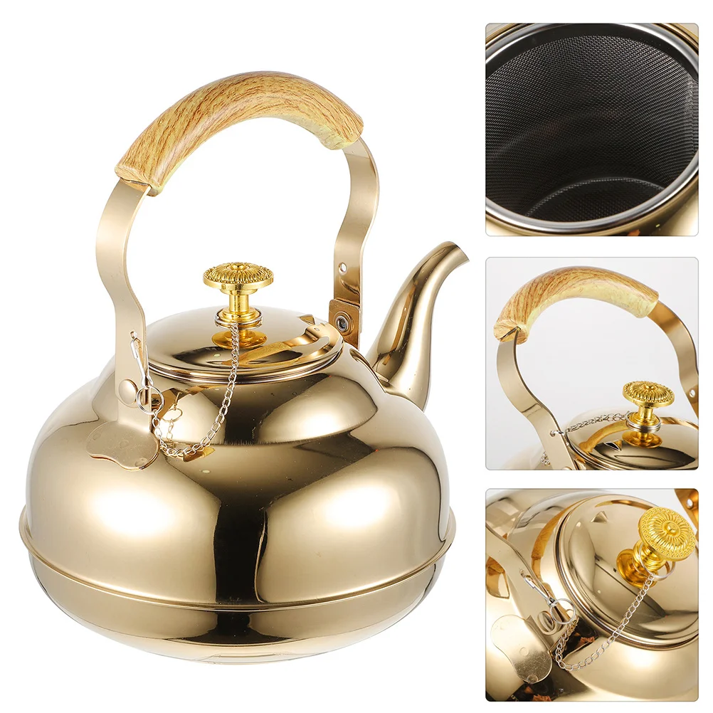

1.5L Stainless Steel Tea Kettle Small Metal Teapot With Built-In Filter Stovetop Use For Gas Induction Cooktops Water