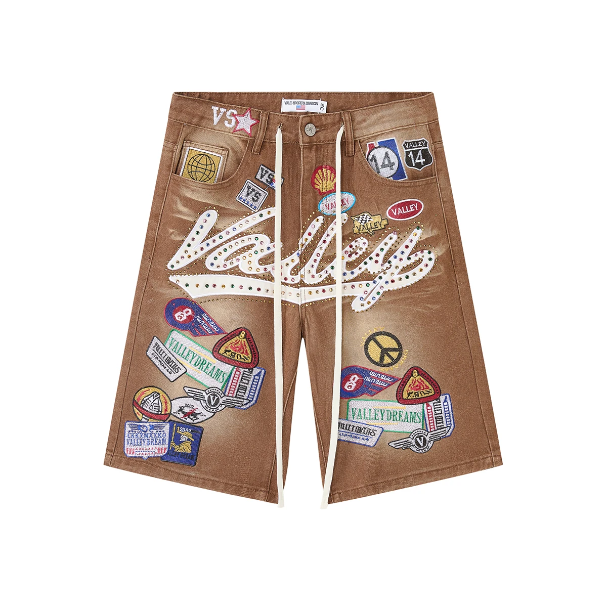반짝이는 다이아몬드 레터 자수 워싱 진 반바지 (남녀공 - Embroidery Jeans Sakura 리뷰 및 가격