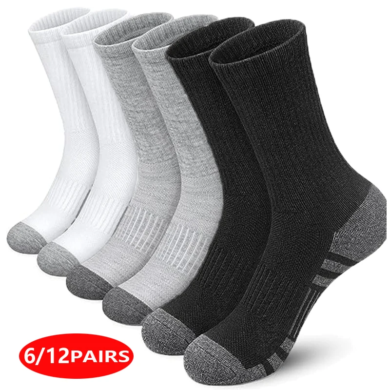 

Men's High Performance Athletic Crew Socks Soft Breathable Sport Socks for Running Basketball Outdoor Activities 6/12 Pairs