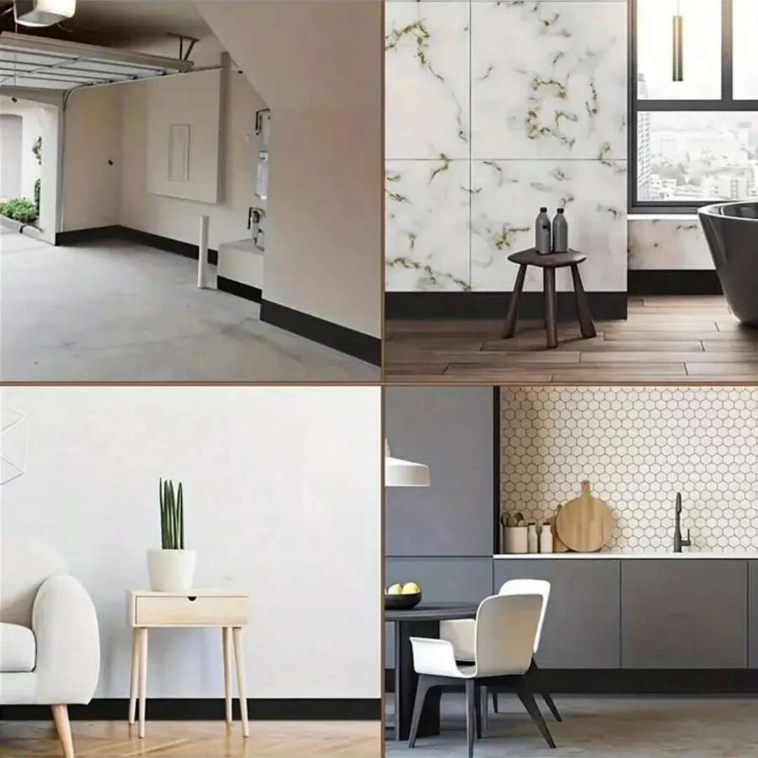 1 قطعة 2 متر/78.74 بوصة لوح أساسي مرن واسع مصنوع من خط لوح كيك بولي كلوريد الفينيل الناعم ، خط تنورة أرضية بلاستيكية ، ديكور ذاتي اللصق