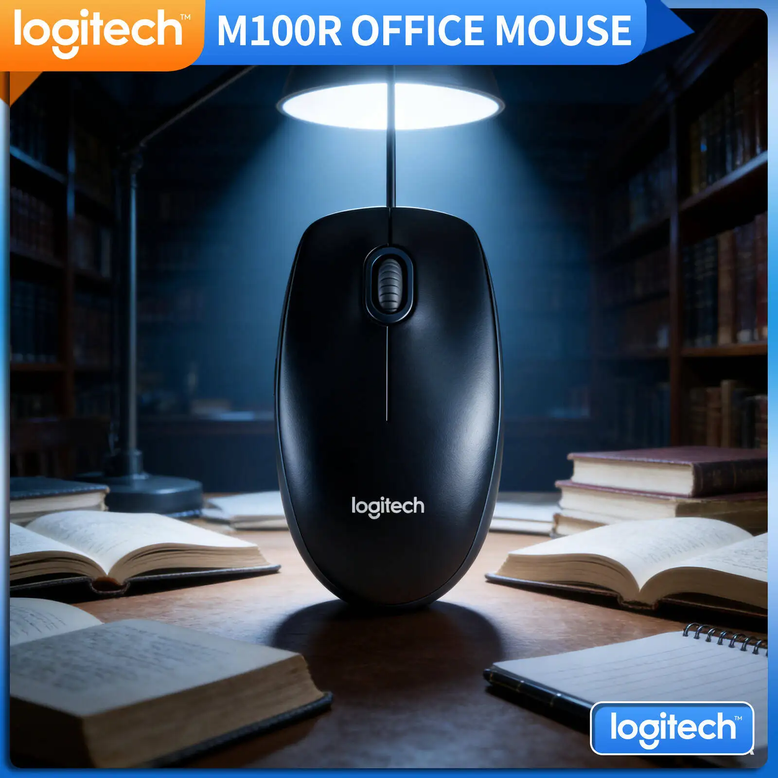 

Надежная проводная USB-мышь Logitech M100R с разрешением 1000 DPI, эргономичной формой и прочной конструкцией для ПК, ноутбуков, Mac, Linux, офиса и дома
