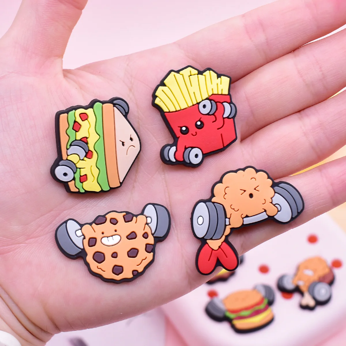 12Pcs Cute Food series PVC Shoe Charms Detachable Garden Hole Shoe Decor Cute Snack Pattern DIY Accessories Gifts croc decor