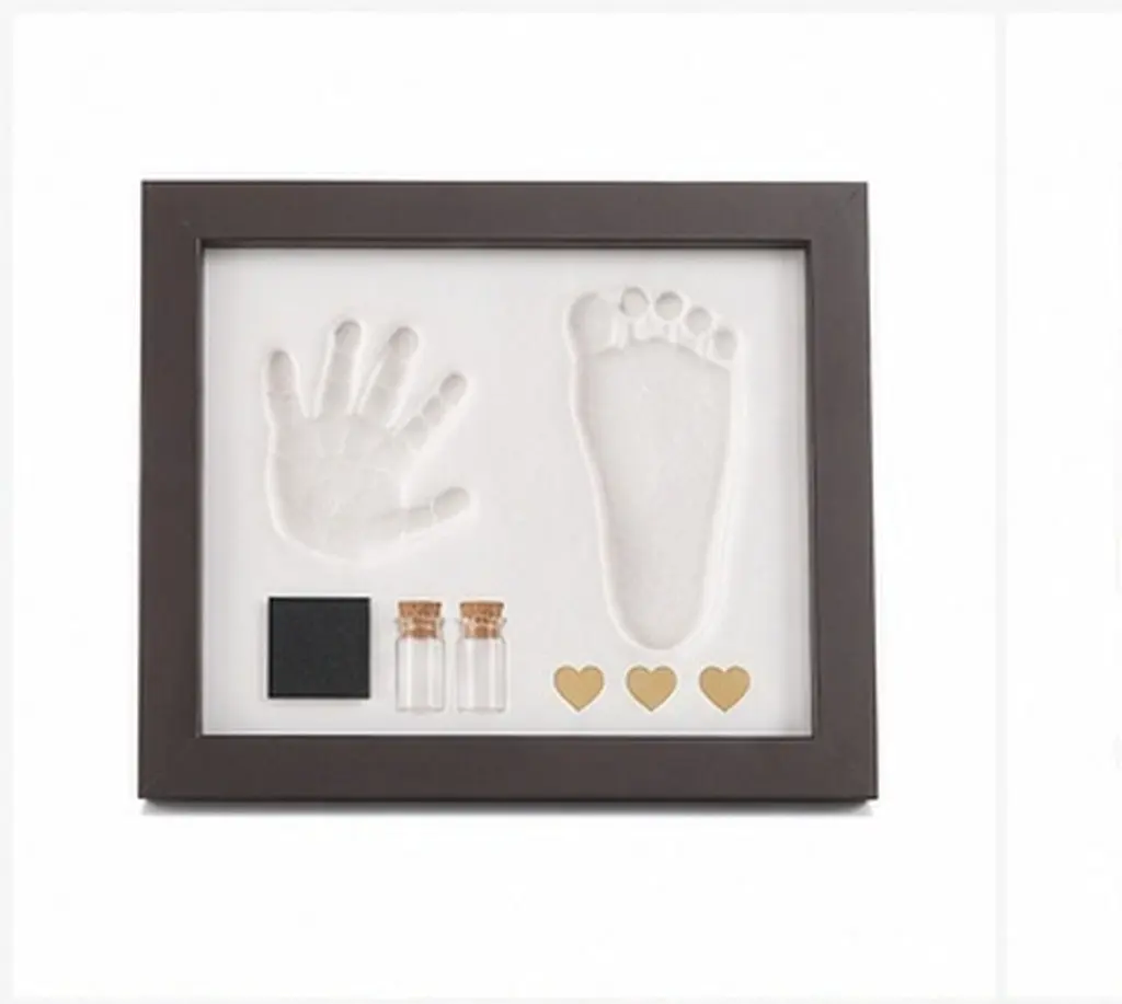 Newborn Hand and Footprint Keepsake Kit Hinged Picture Frame with Everyday Clay Tin for Infant Memory Display Baby Nursery