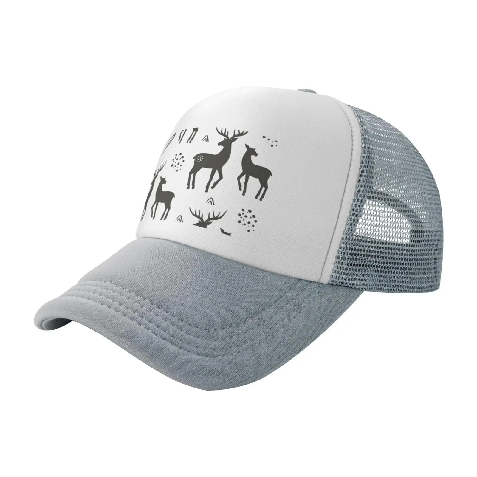 

Reindeer Silhouette Gray Mesh Baseball Cap Sun Visor Hat Women Men Sun Hats Sport Cap Trucker Hat Daily Sports