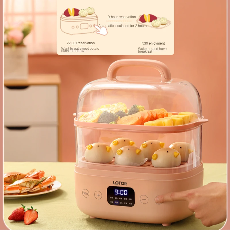 Multi funcional vapor elétrico doméstico pequeno vapor pode ser reservado regularmente mini fogão de dupla camada