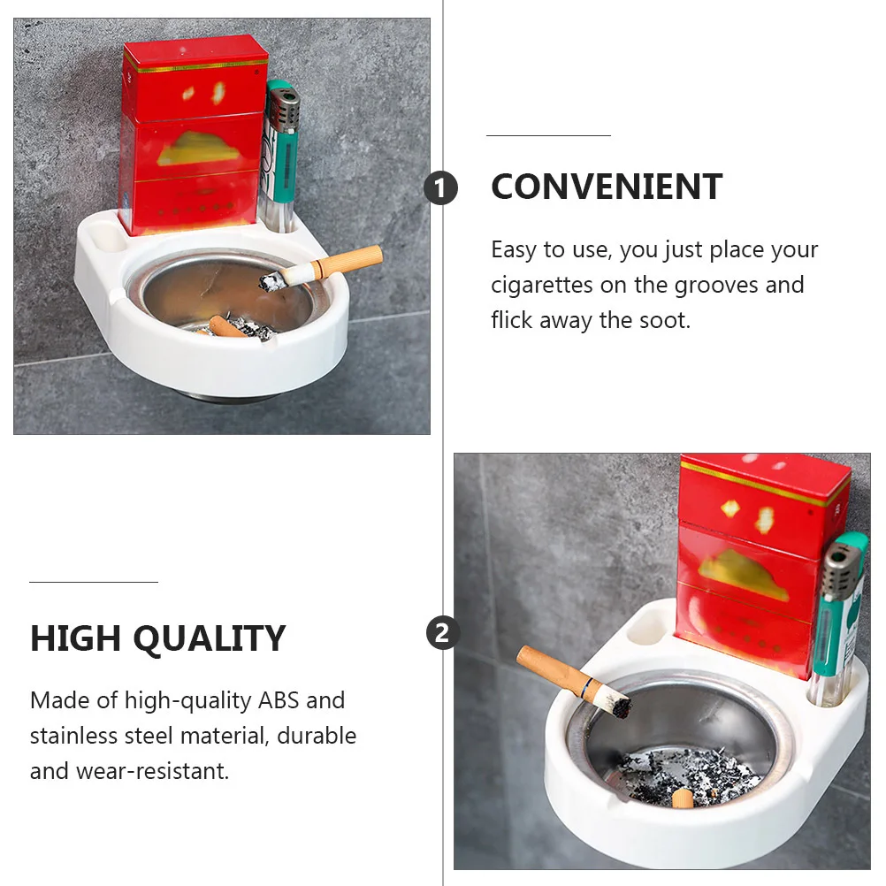 

1pc Wall Mounted Ashtray Stainless Steel Detachable Smoke Holder No Punch Required For Bathroom Bedroom Balcony Living Room