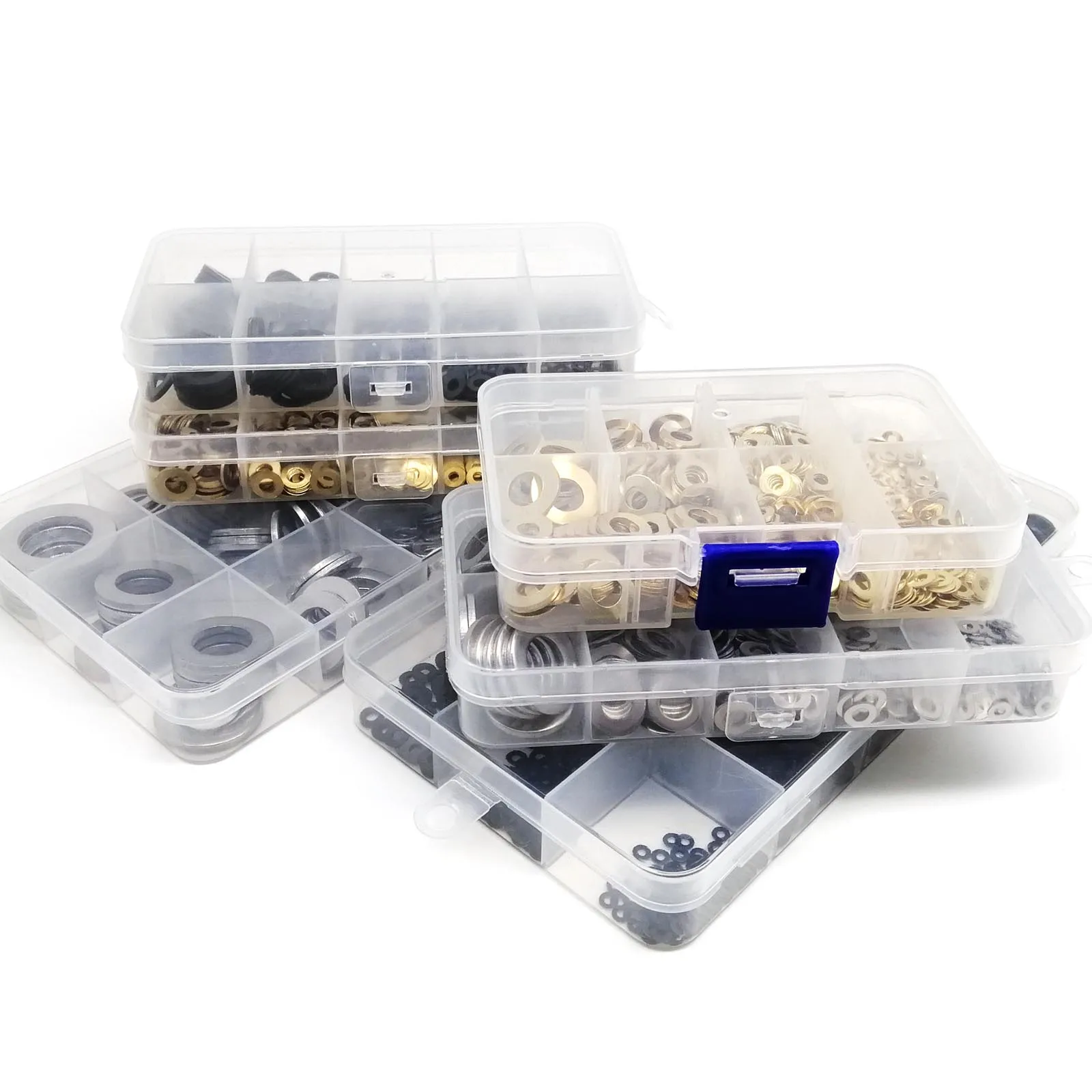 1 Box Mix M1.6 M2 M2.5 M3 M4 M5 M6 M8 M10 M12M16 Assortment Kit Flat Washer Plain Gasket Black 304 A2 Stainless Steel Brass GB97